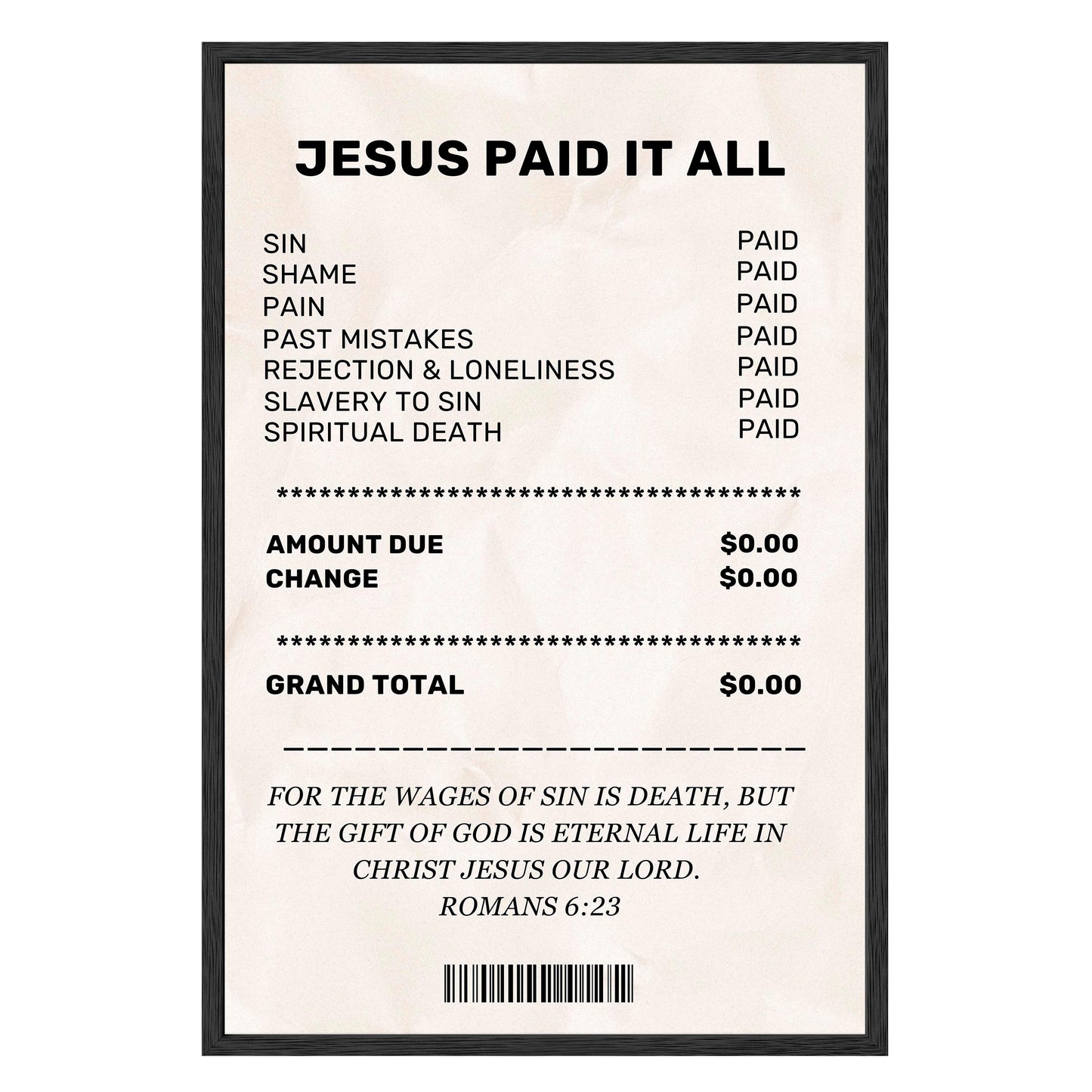 Jesus Paid It All - Framed Print - Masterpiece Print