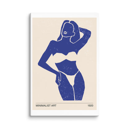Minimalist Blue Woman Extra Large Canvas 40″×60″ - Masterpiece Print