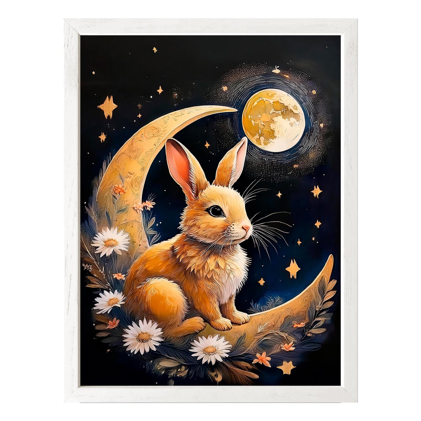 Moonlit Bunny Framed Print - Masterpiece Print