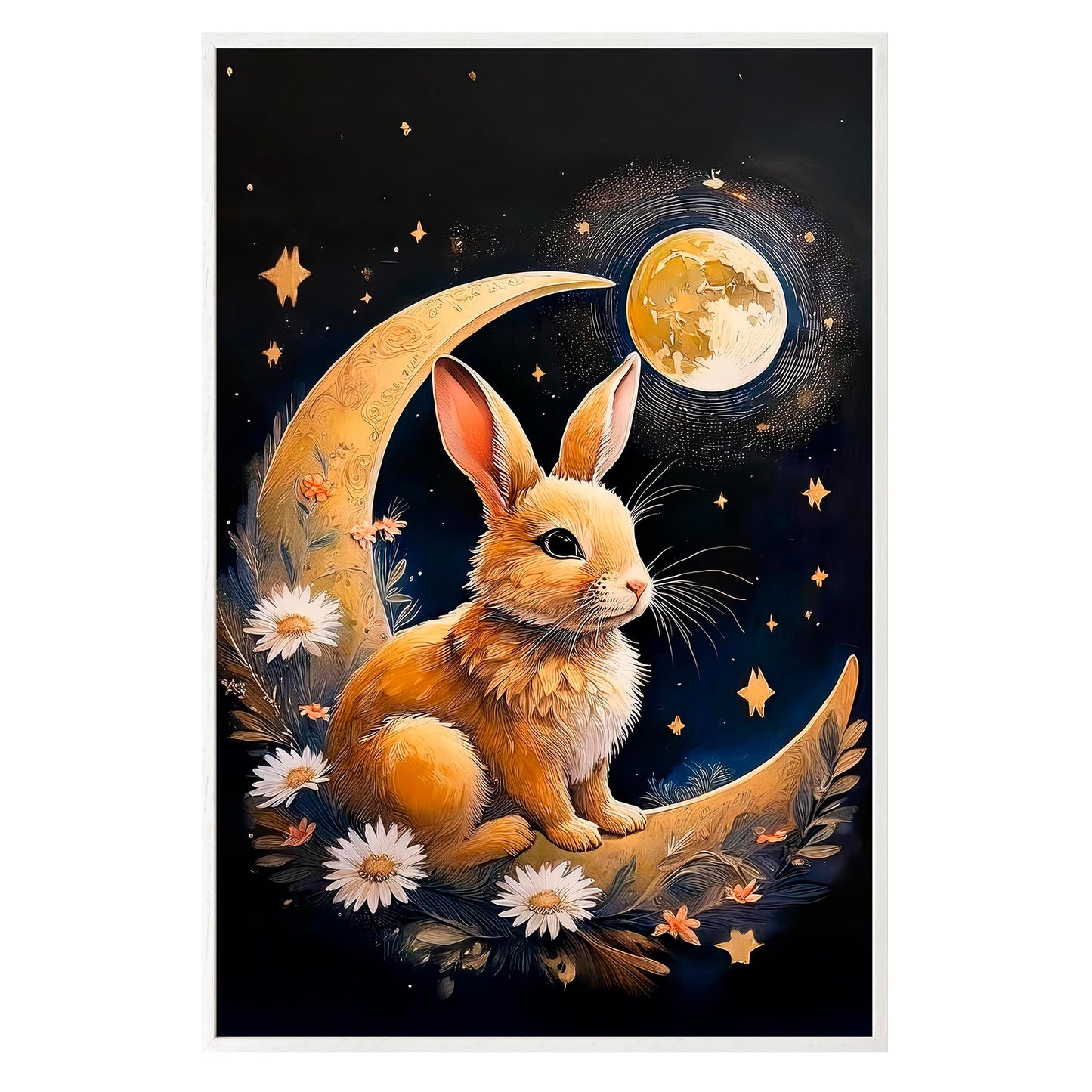 Moonlit Bunny Framed Print - Masterpiece Print