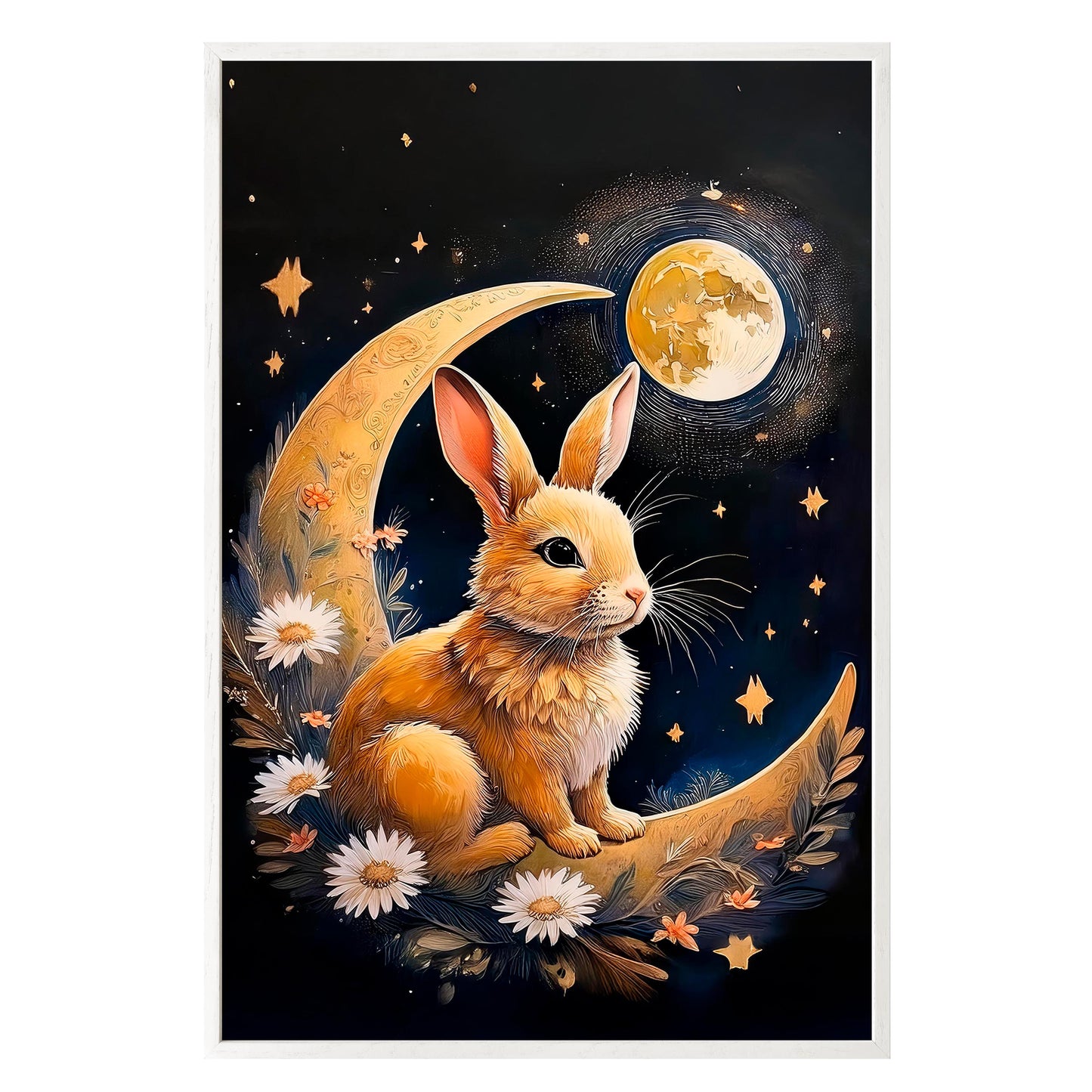 Moonlit Bunny Framed Print - Masterpiece Print