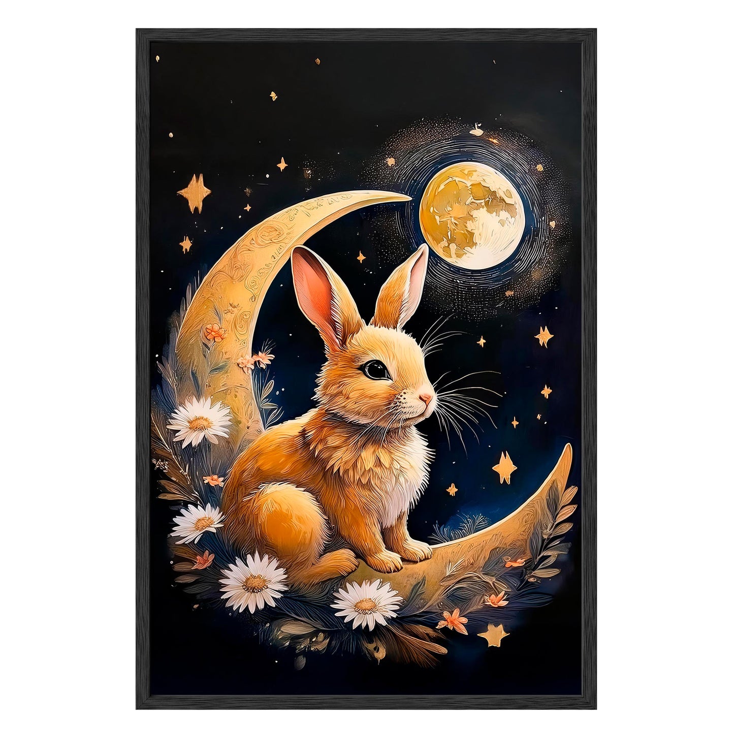 Moonlit Bunny Framed Print - Masterpiece Print
