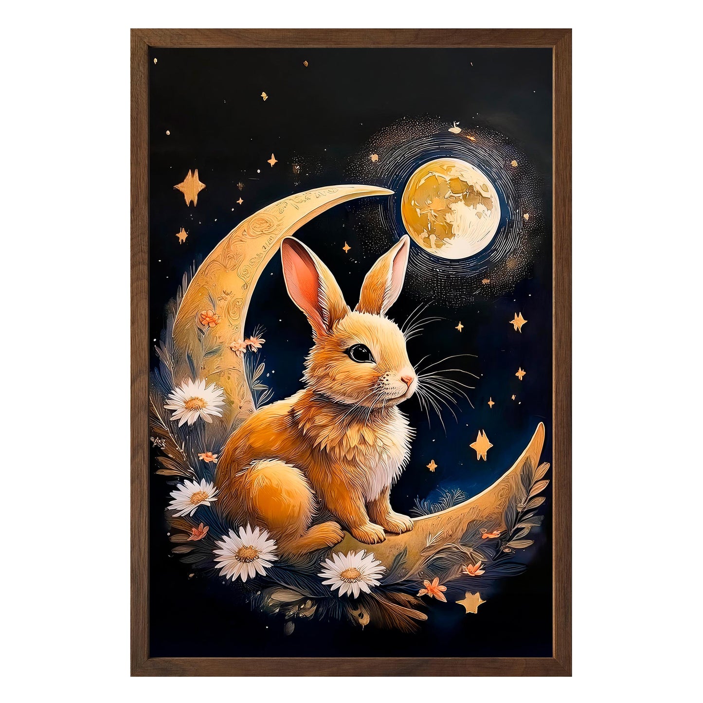 Moonlit Bunny Framed Print - Masterpiece Print
