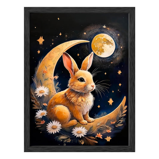Moonlit Bunny Framed Print - Masterpiece Print