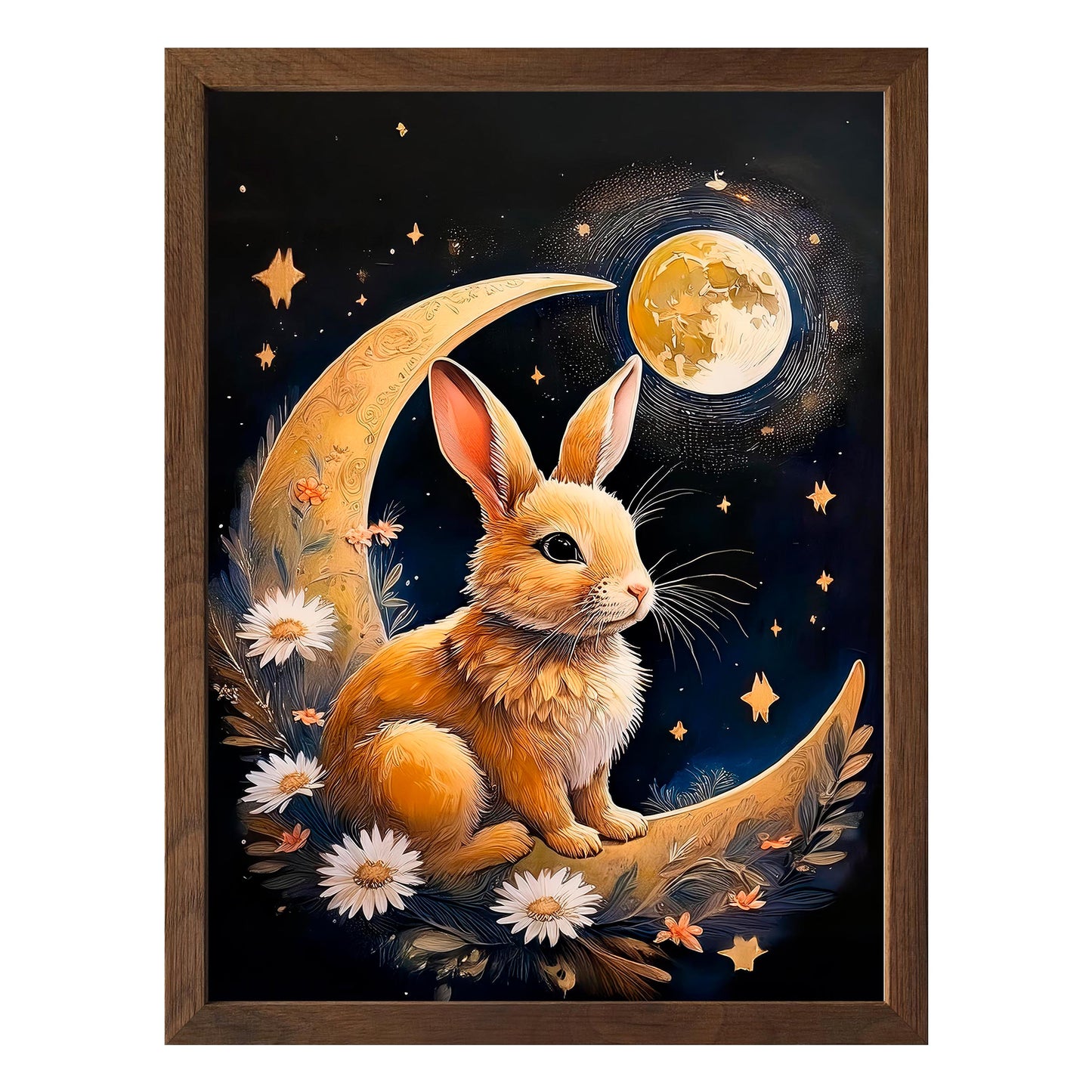 Moonlit Bunny Framed Print - Masterpiece Print