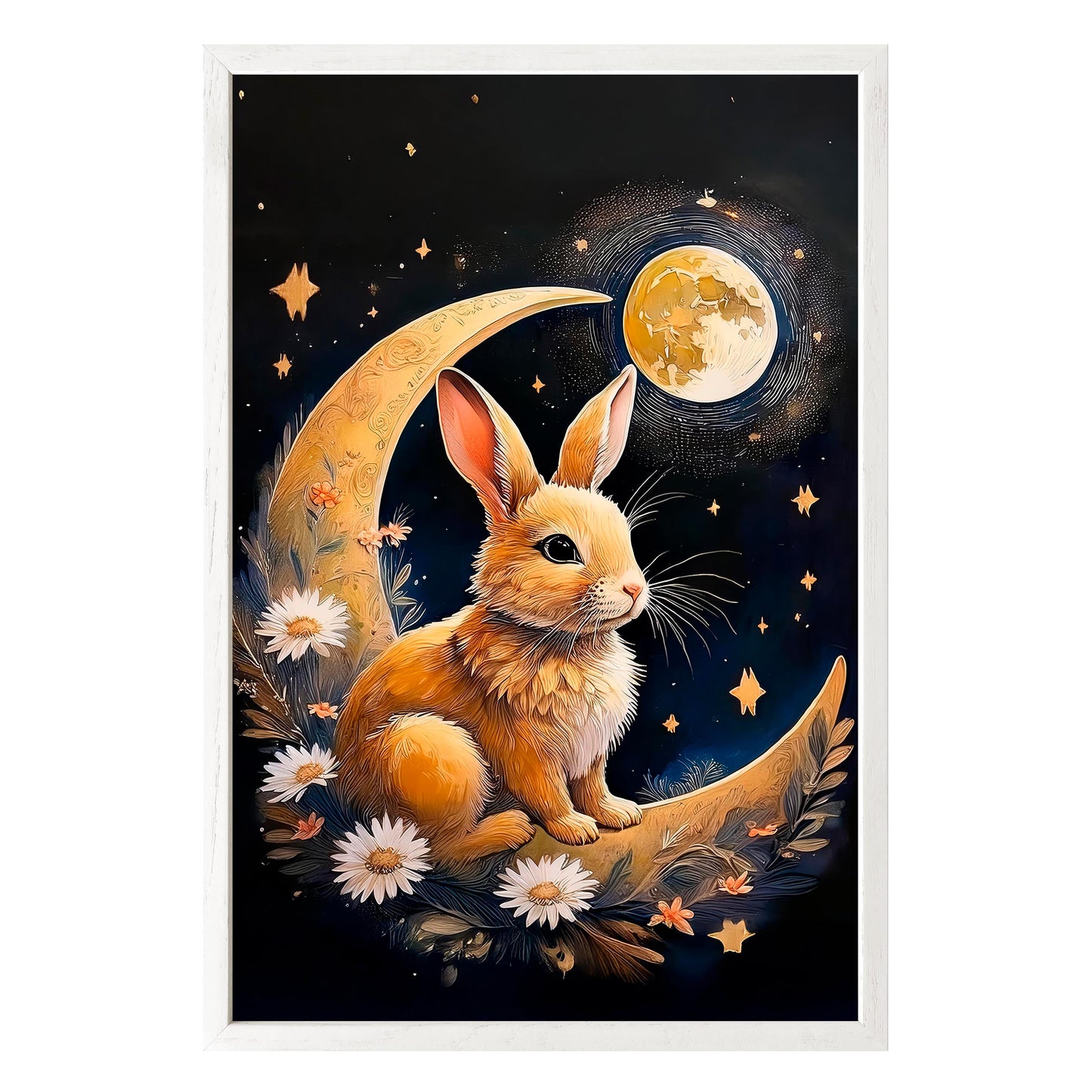 Moonlit Bunny Framed Print - Masterpiece Print