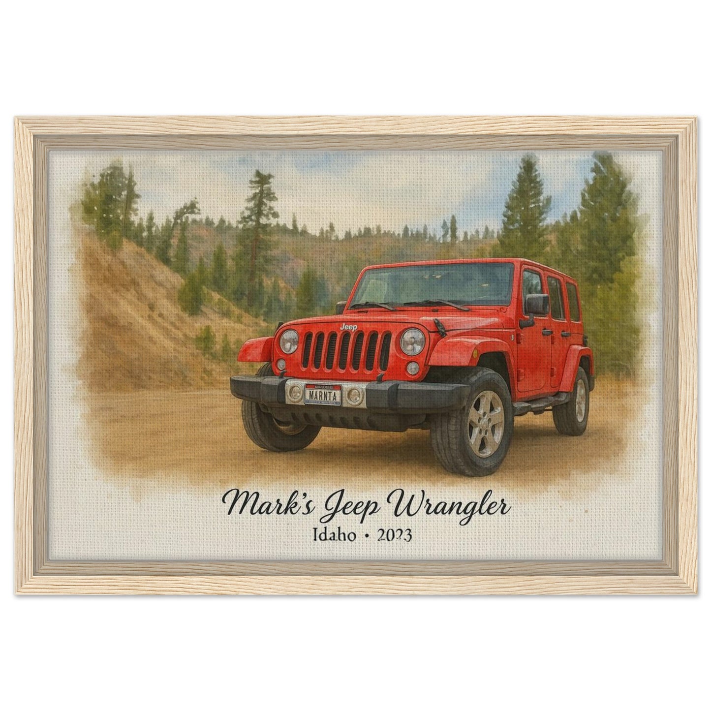 Personalized Car Portrait – Framed Canvas - Masterpiece Print