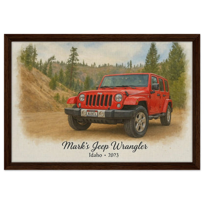Personalized Car Portrait – Framed Canvas - Masterpiece Print