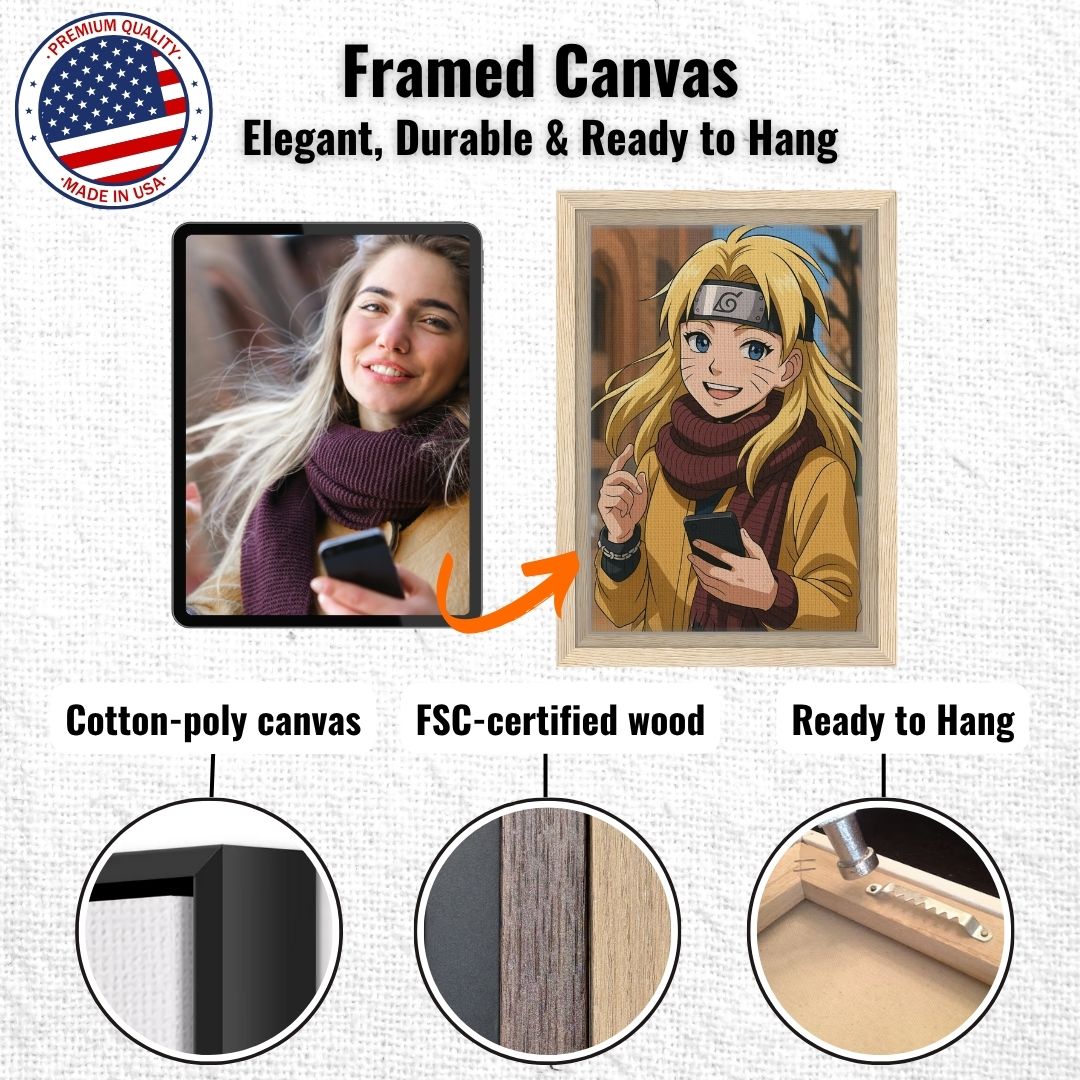 Personalized Cartoon Portrait – Framed Canvas - Masterpiece Print