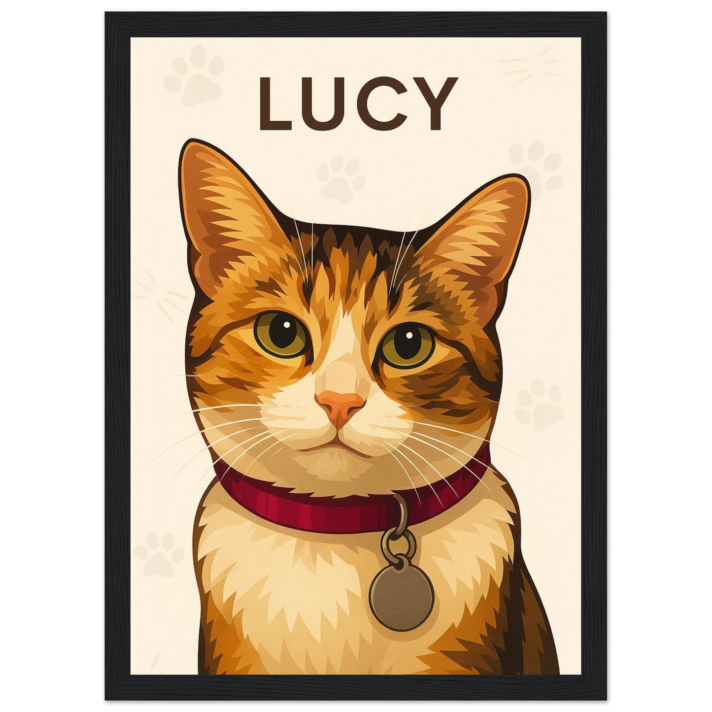 Personalized Cat  Portrait – Framed Print - Masterpiece Print
