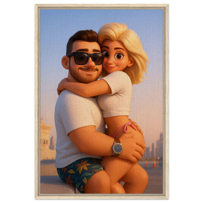 Personalized Couple Portrait – Framed Canvas - Masterpiece Print