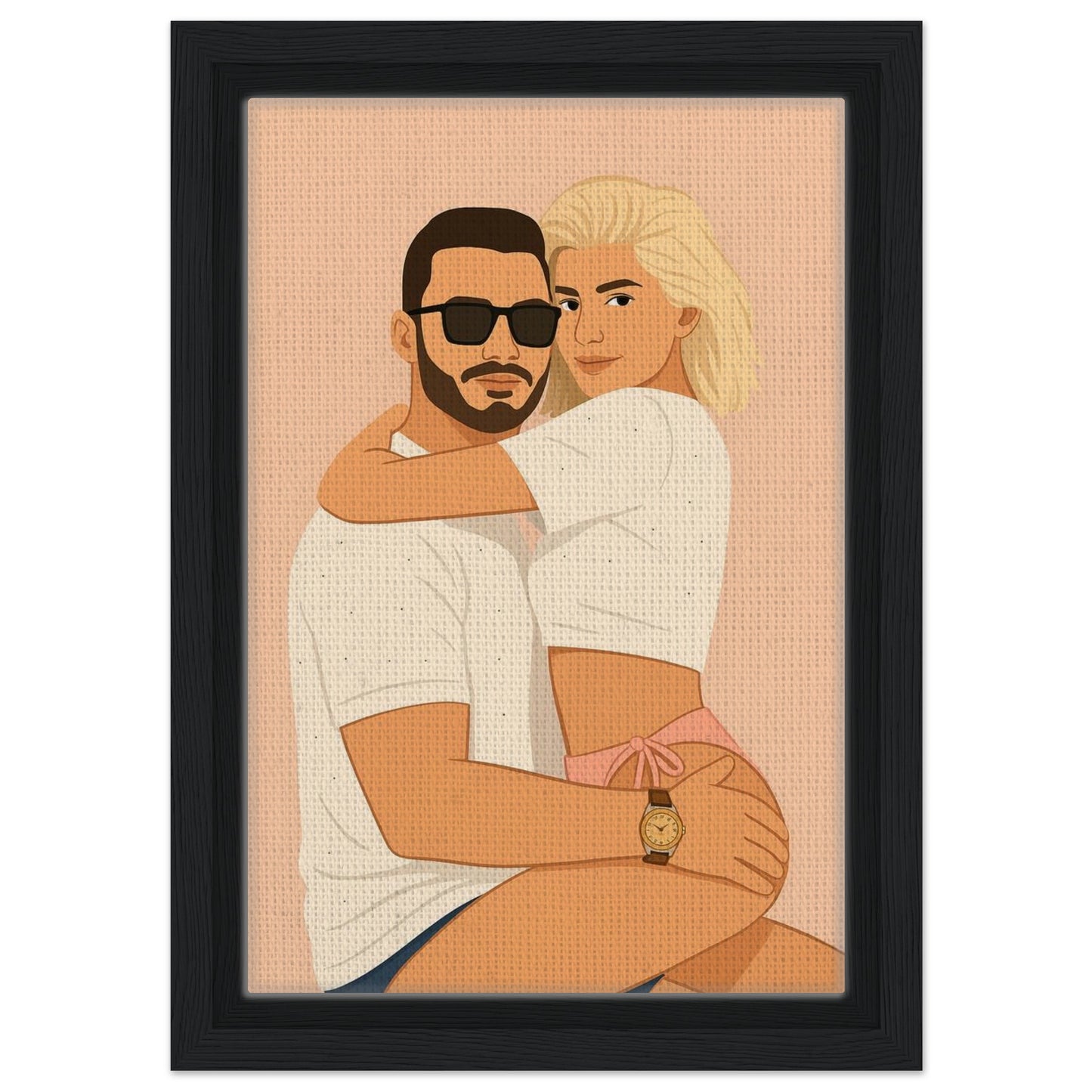 Personalized Couple Portrait – Framed Canvas - Masterpiece Print