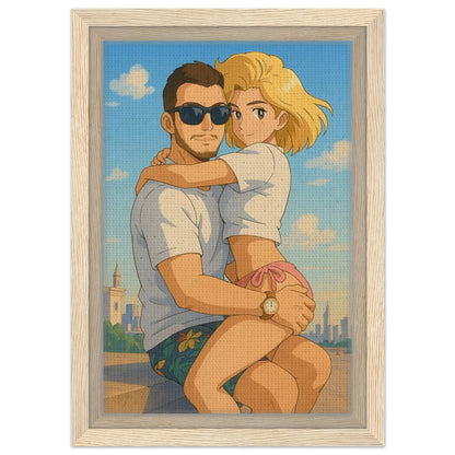 Personalized Couple Portrait – Framed Canvas - Masterpiece Print