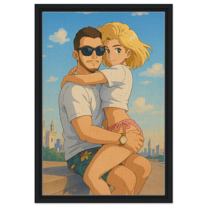 Personalized Couple Portrait – Framed Canvas - Masterpiece Print