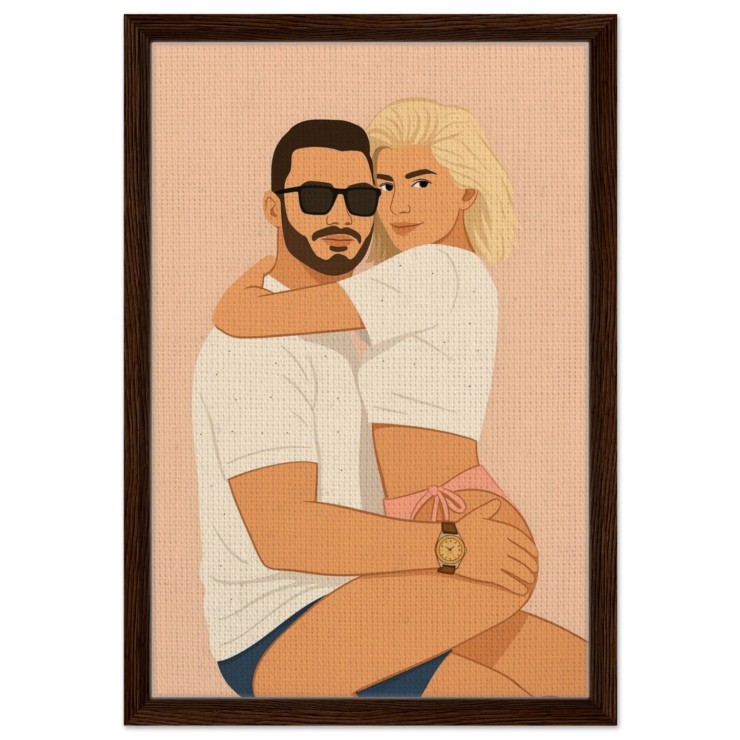 Personalized Couple Portrait – Framed Canvas - Masterpiece Print