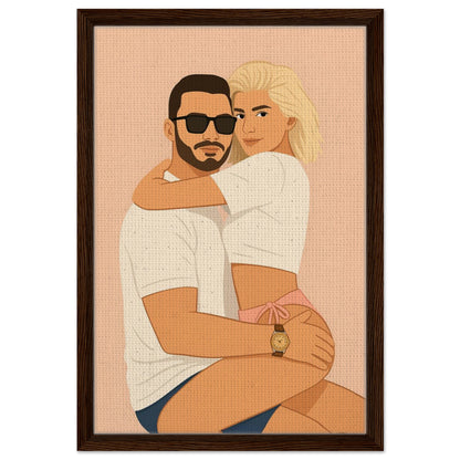 Personalized Couple Portrait – Framed Canvas - Masterpiece Print