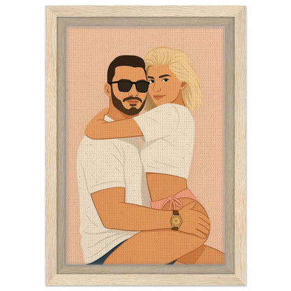 Personalized Couple Portrait – Framed Canvas - Masterpiece Print