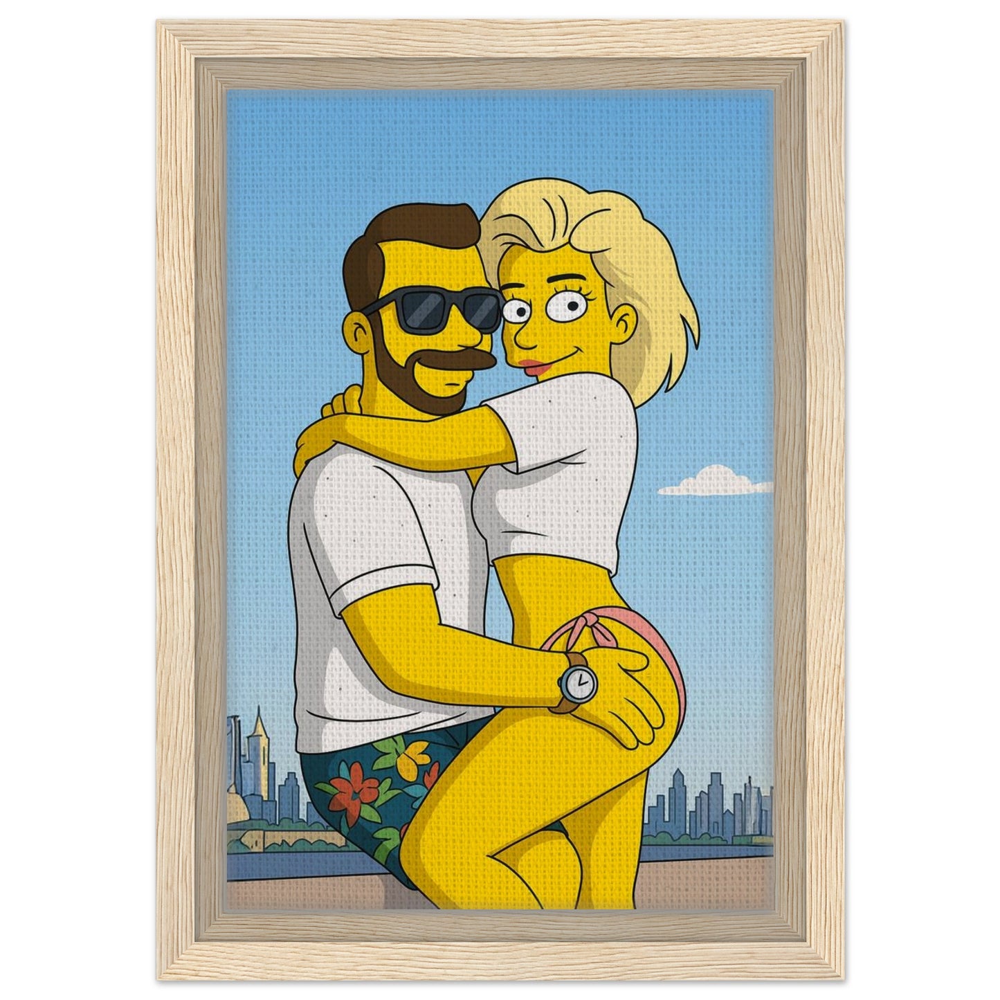 Personalized Couple Portrait – Framed Canvas - Masterpiece Print