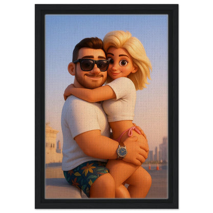 Personalized Couple Portrait – Framed Canvas - Masterpiece Print
