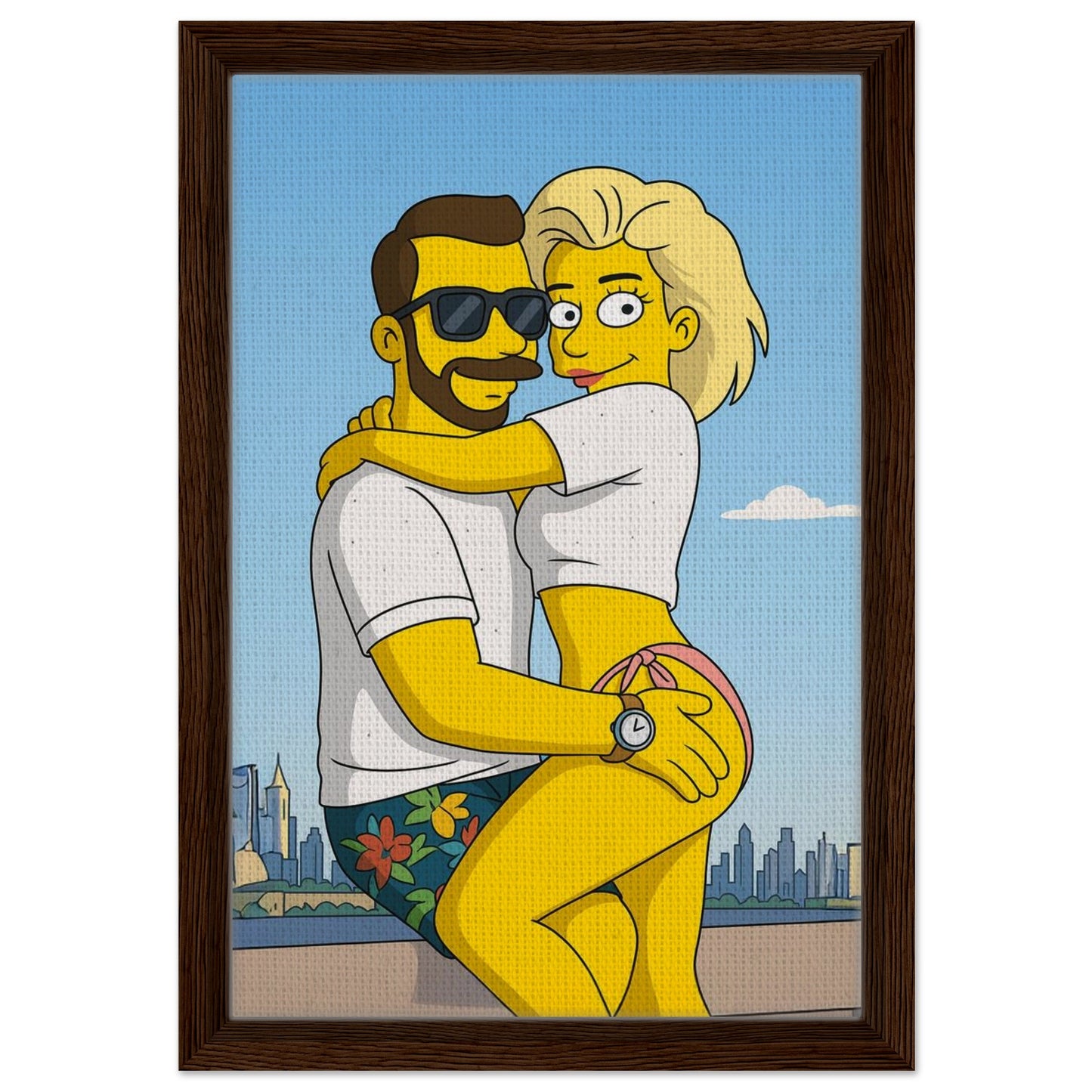 Personalized Couple Portrait – Framed Canvas - Masterpiece Print