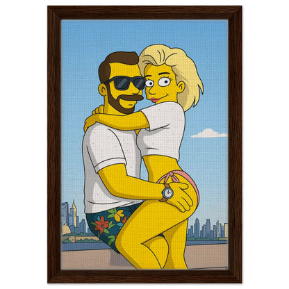 Personalized Couple Portrait – Framed Canvas - Masterpiece Print