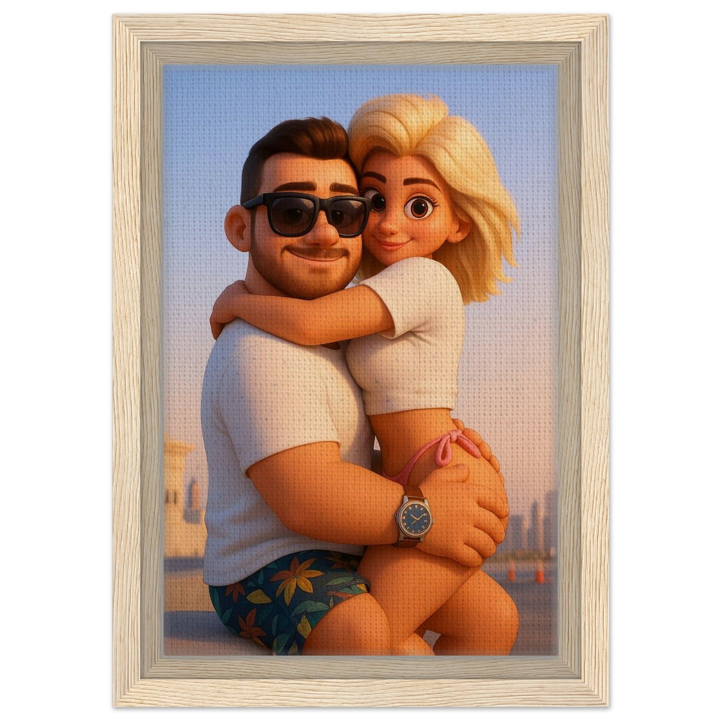 Personalized Couple Portrait – Framed Canvas - Masterpiece Print