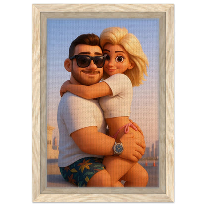 Personalized Couple Portrait – Framed Canvas - Masterpiece Print