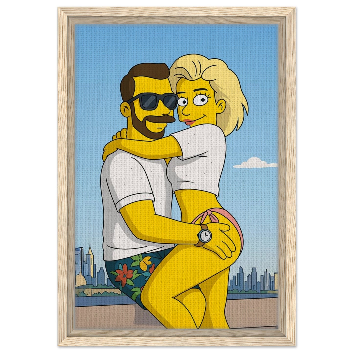 Personalized Couple Portrait – Framed Canvas - Masterpiece Print