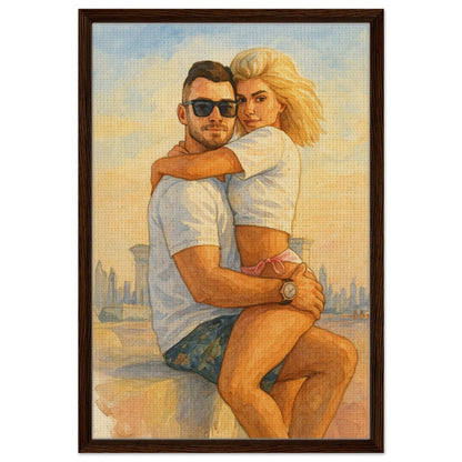 Personalized Couple Portrait – Framed Canvas - Masterpiece Print