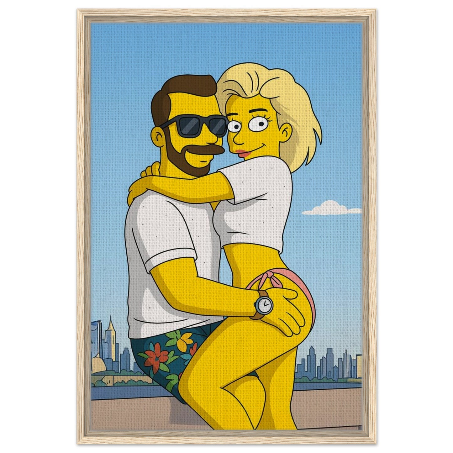 Personalized Couple Portrait – Framed Canvas - Masterpiece Print