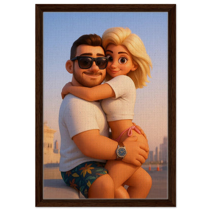 Personalized Couple Portrait – Framed Canvas - Masterpiece Print