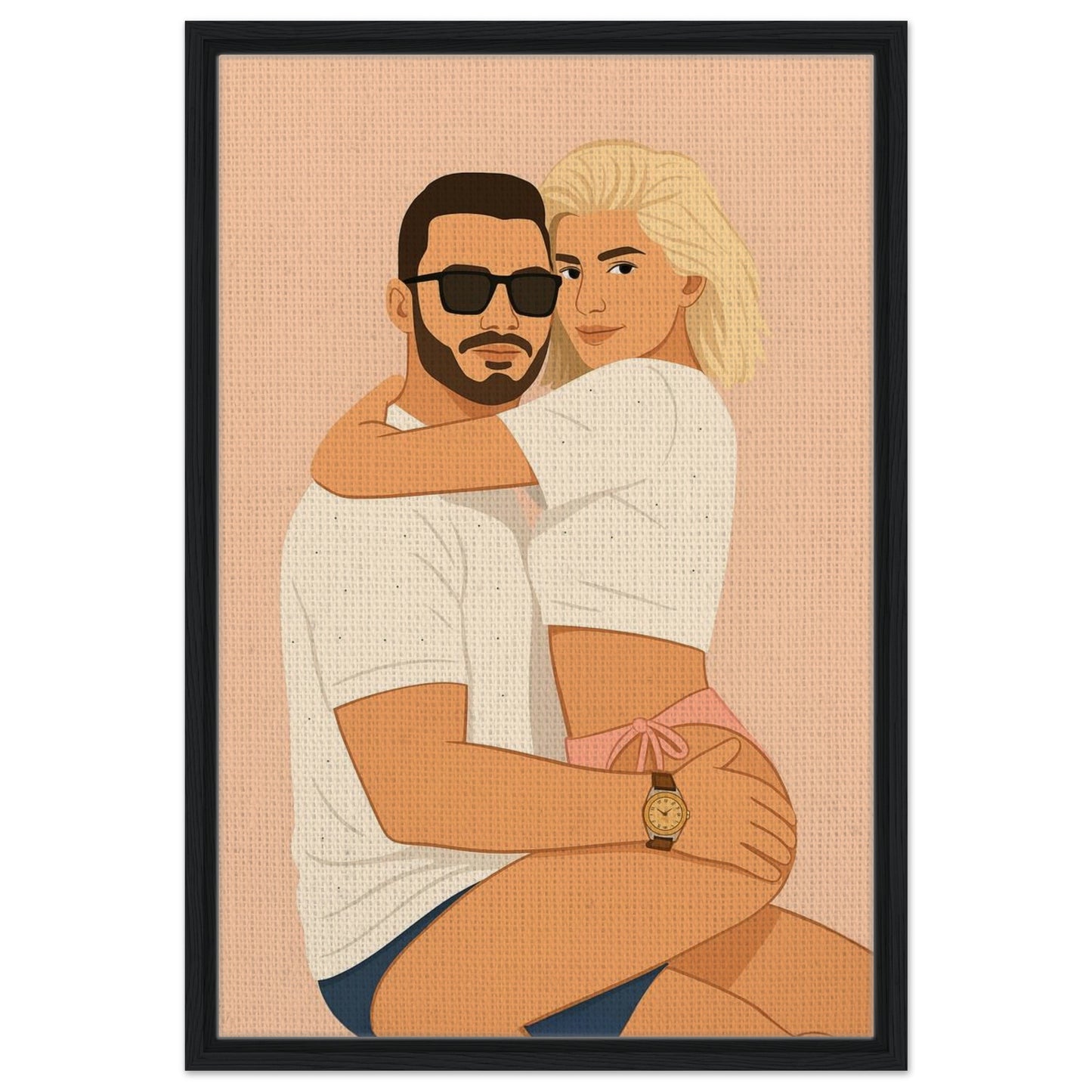Personalized Couple Portrait – Framed Canvas - Masterpiece Print