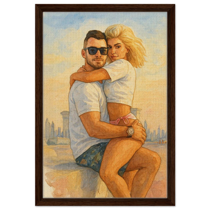 Personalized Couple Portrait – Framed Canvas - Masterpiece Print