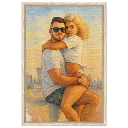 Personalized Couple Portrait – Framed Canvas - Masterpiece Print