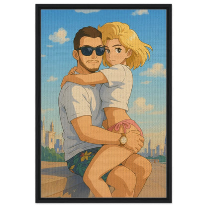 Personalized Couple Portrait – Framed Canvas - Masterpiece Print