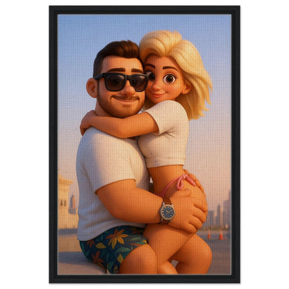 Personalized Couple Portrait – Framed Canvas - Masterpiece Print
