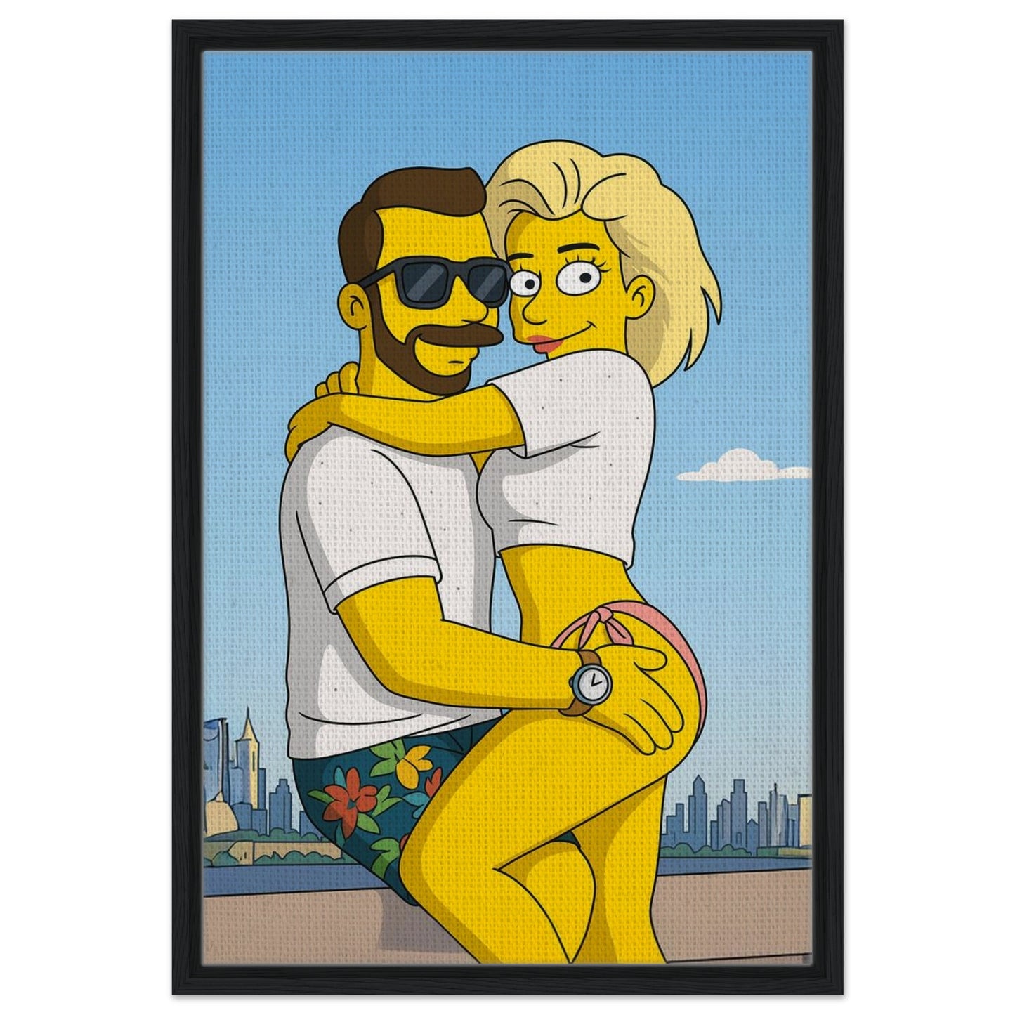 Personalized Couple Portrait – Framed Canvas - Masterpiece Print