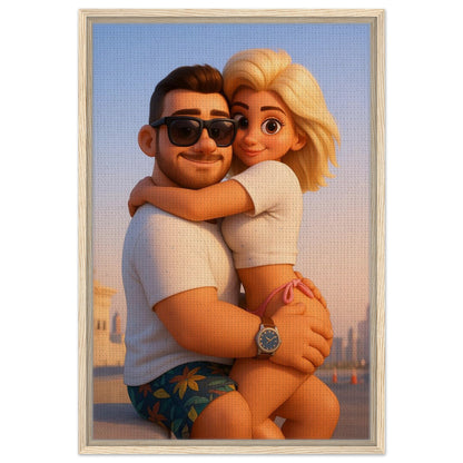 Personalized Couple Portrait – Framed Canvas - Masterpiece Print