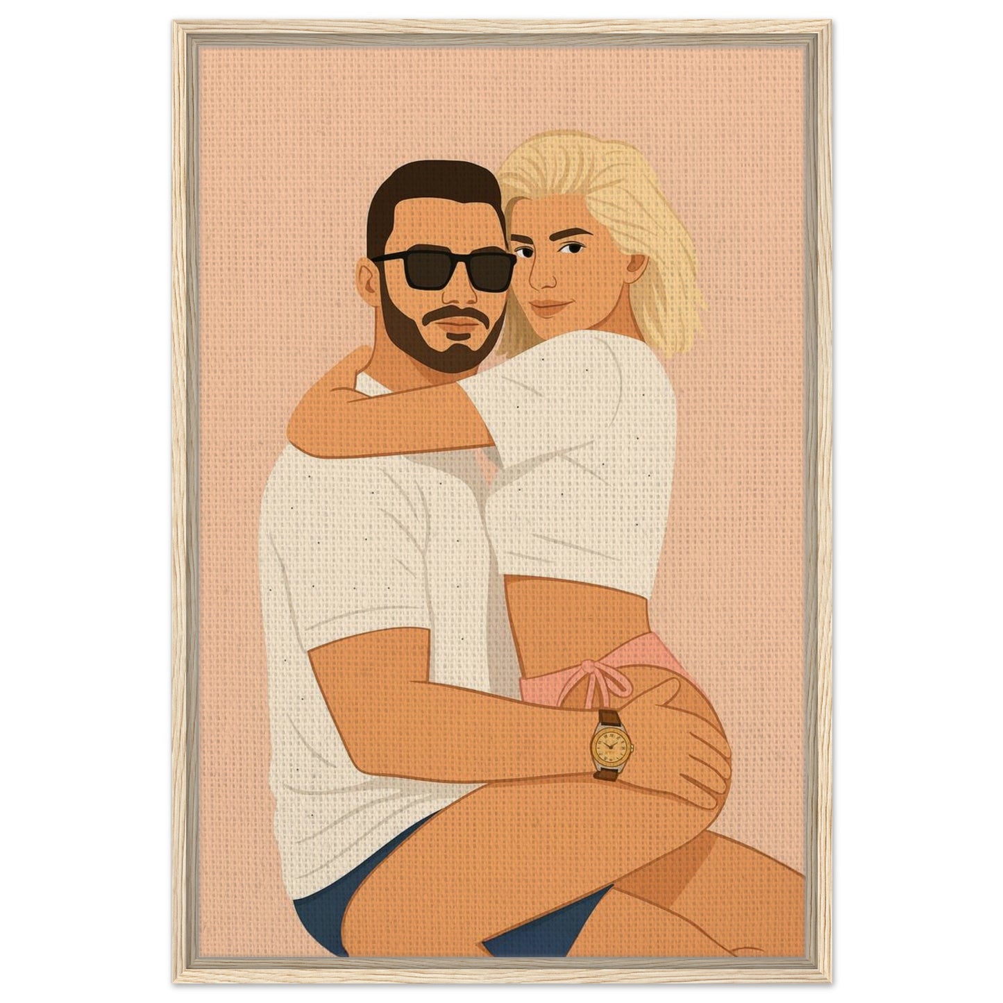 Personalized Couple Portrait – Framed Canvas - Masterpiece Print