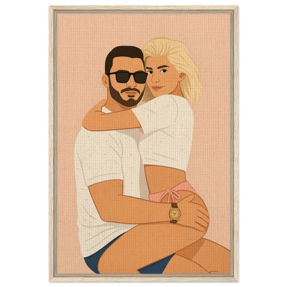 Personalized Couple Portrait – Framed Canvas - Masterpiece Print