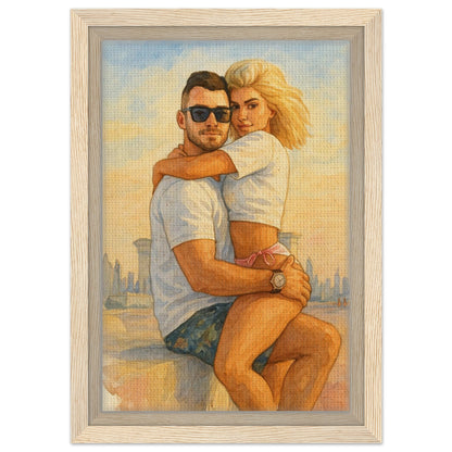 Personalized Couple Portrait – Framed Canvas - Masterpiece Print