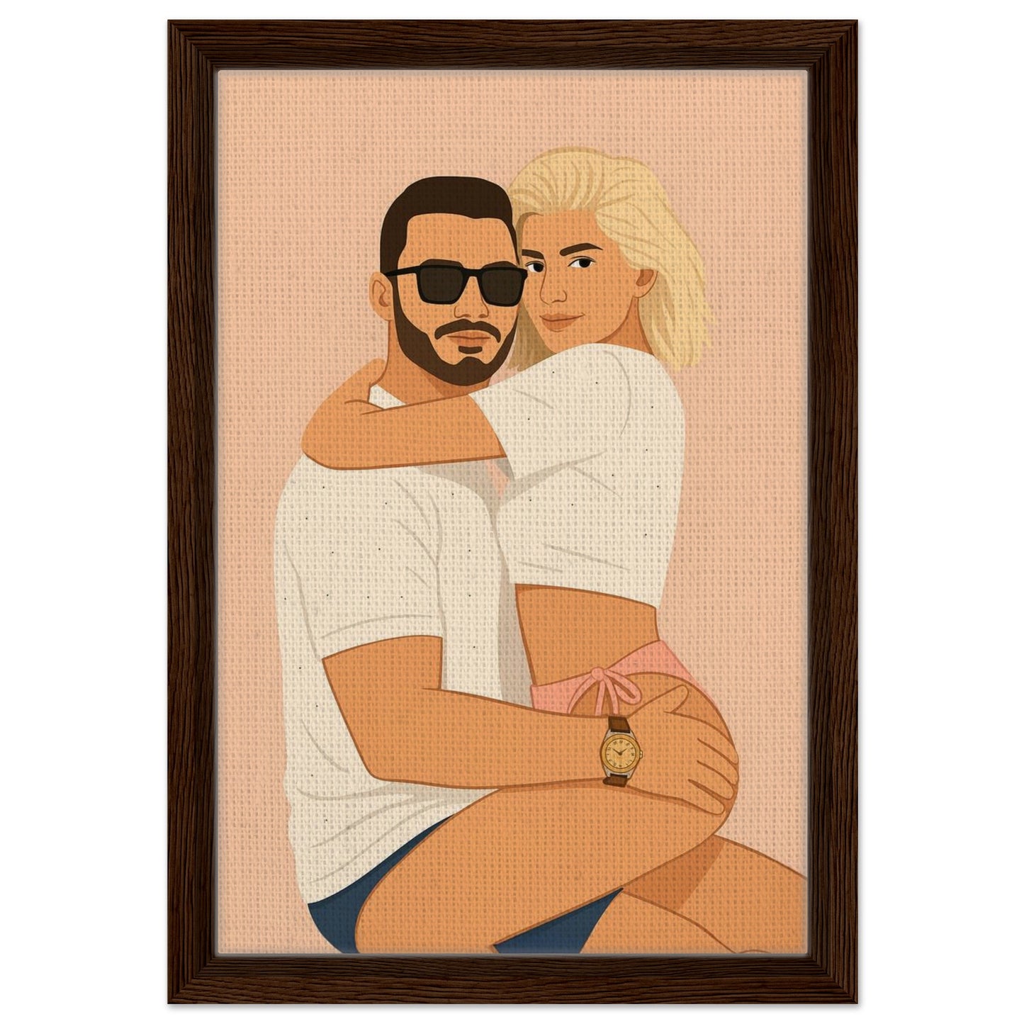 Personalized Couple Portrait – Framed Canvas - Masterpiece Print