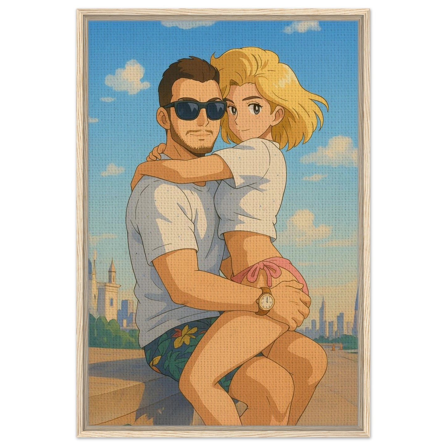 Personalized Couple Portrait – Framed Canvas - Masterpiece Print