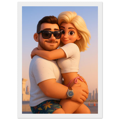 Personalized Couple Portrait – Framed Print - Masterpiece Print