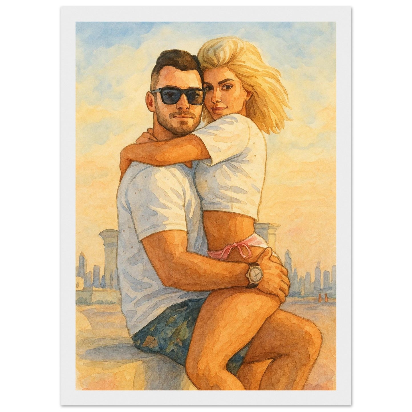 Personalized Couple Portrait – Framed Print - Masterpiece Print