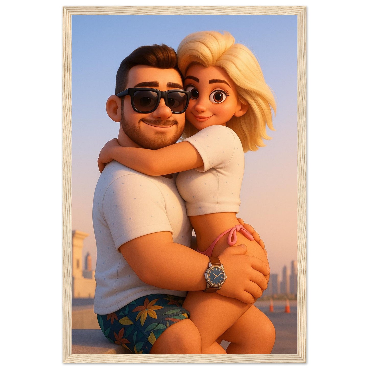 Personalized Couple Portrait – Framed Print - Masterpiece Print