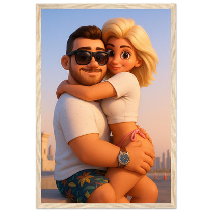 Personalized Couple Portrait – Framed Print - Masterpiece Print