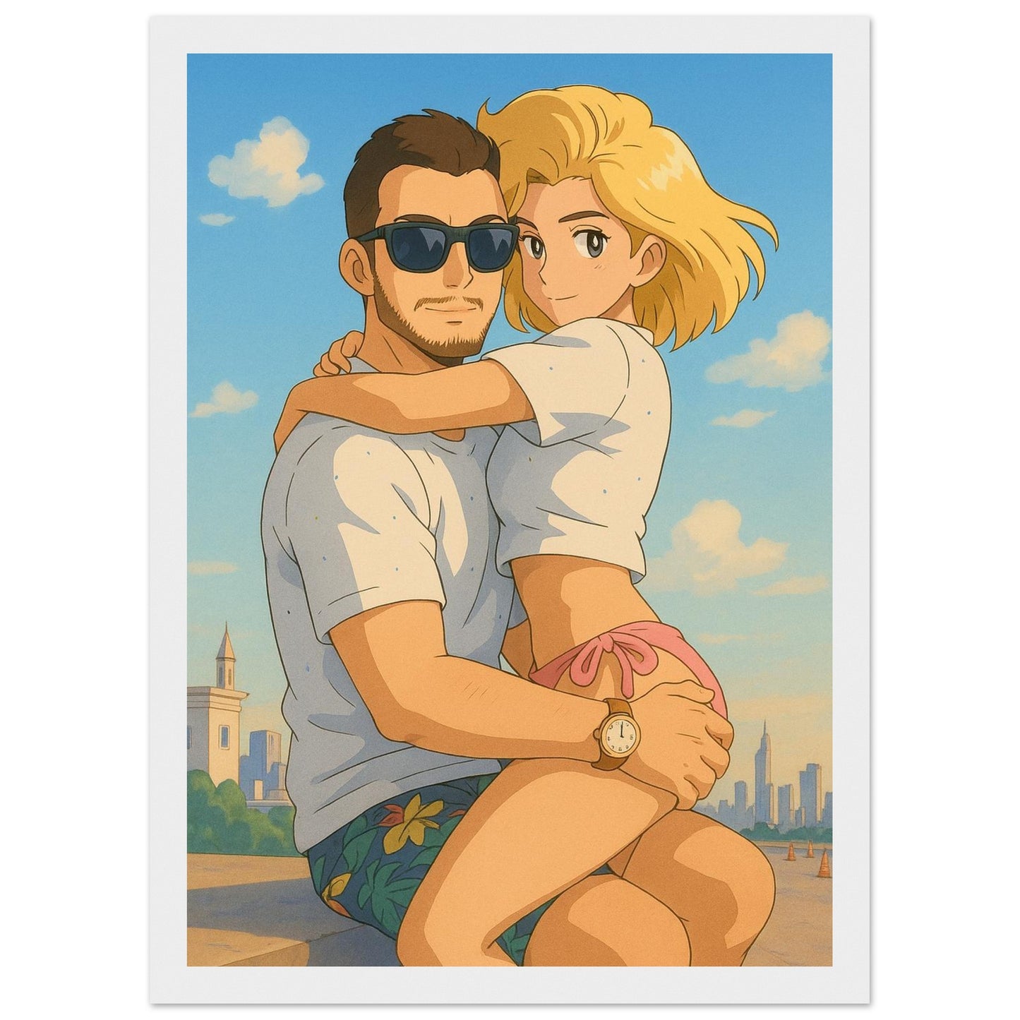 Personalized Couple Portrait – Framed Print - Masterpiece Print
