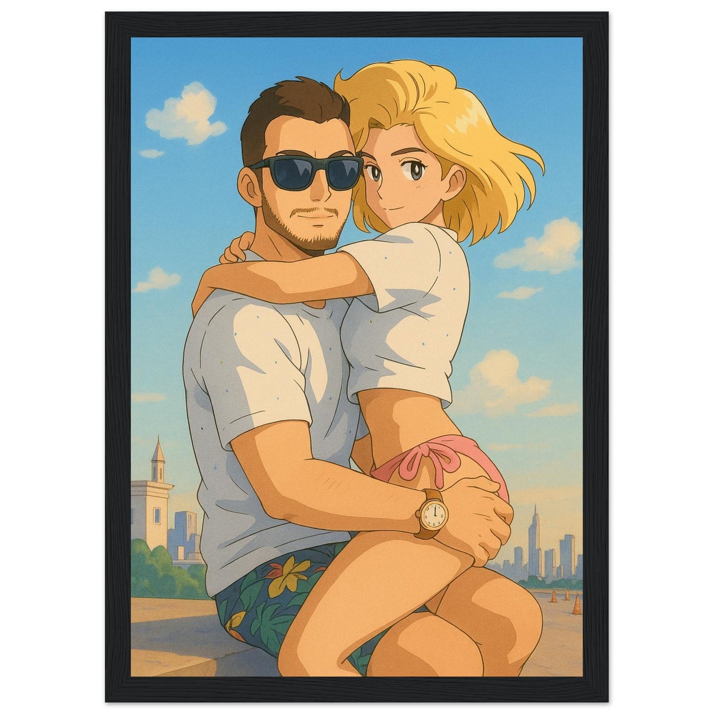 Personalized Couple Portrait – Framed Print - Masterpiece Print