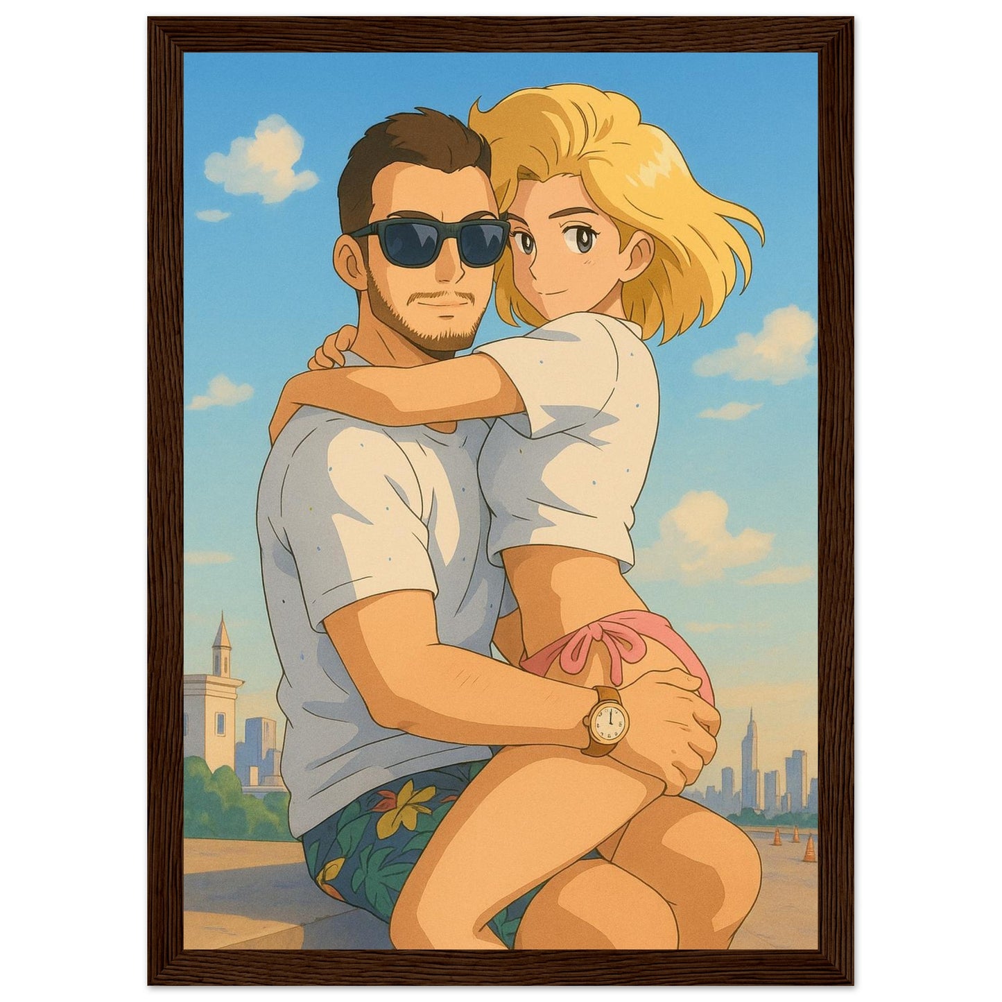 Personalized Couple Portrait – Framed Print - Masterpiece Print